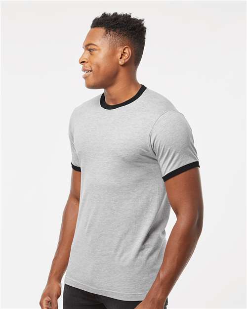 Heather Grey/ Black Fine Jersey Ringer T-Shirt - 246