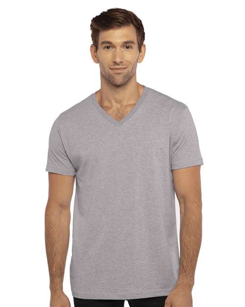 Heather Grey Cotton V-Neck T-Shirt - 3200