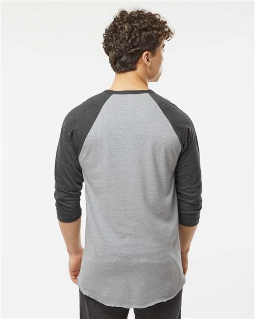Heather Grey/ Heather Charcoal Fine Jersey Raglan T-Shirt - 245