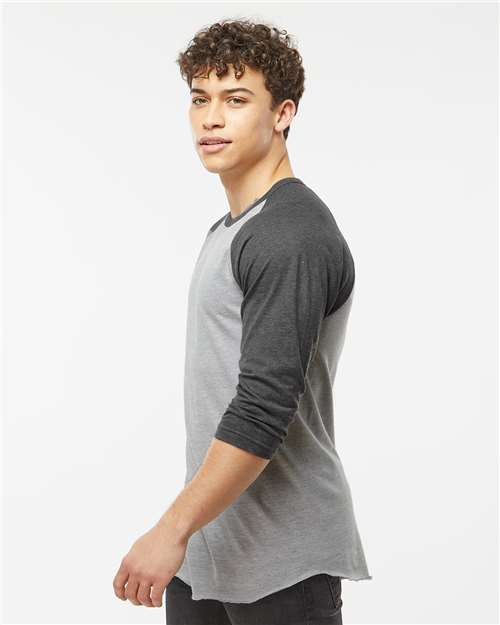 Heather Grey/ Heather Charcoal Fine Jersey Raglan T-Shirt - 245