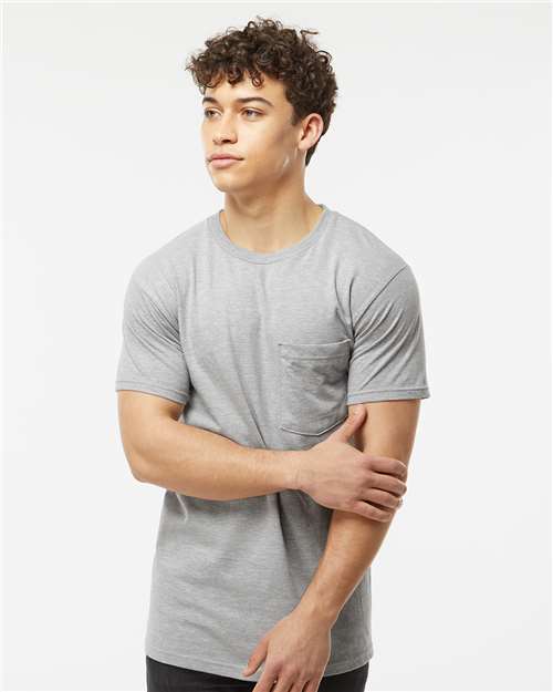 Heather Grey Heavyweight Jersey Pocket T-Shirt - 293