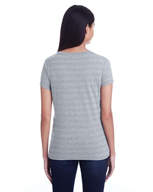 Heather Grey Invisible Stripe Women's Invisible Stripe V-Neck T-Shirt - 252RV