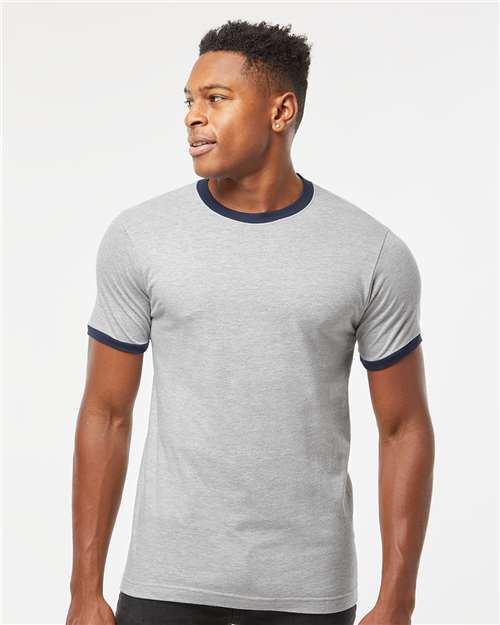 Heather Grey/ Navy Fine Jersey Ringer T-Shirt - 246