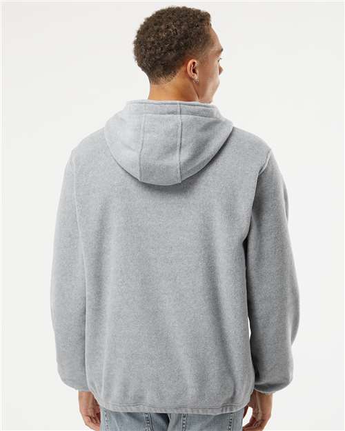 Heather Grey Polar Fleece Quarter-Zip Hooded Pullover - 3600