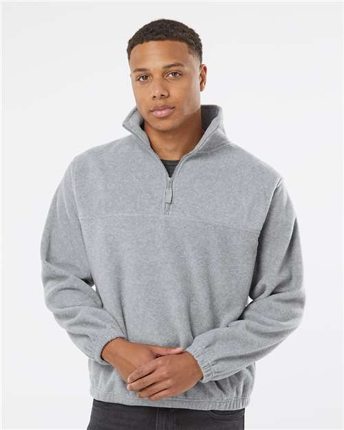 Heather Grey Polar Fleece Quarter-Zip Pullover - 3052