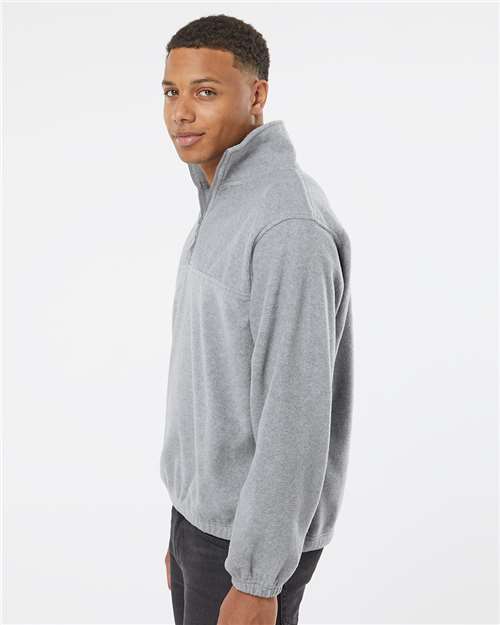 Heather Grey Polar Fleece Quarter-Zip Pullover - 3052