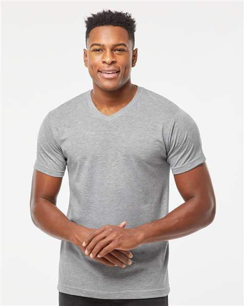 Heather Grey Poly-Rich V-Neck T-Shirt - 207