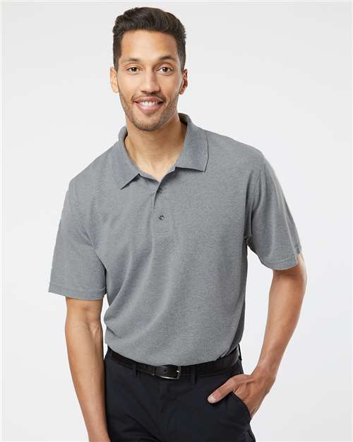 Heather Grey Saratoga Performance Mini Mesh Polo - 100