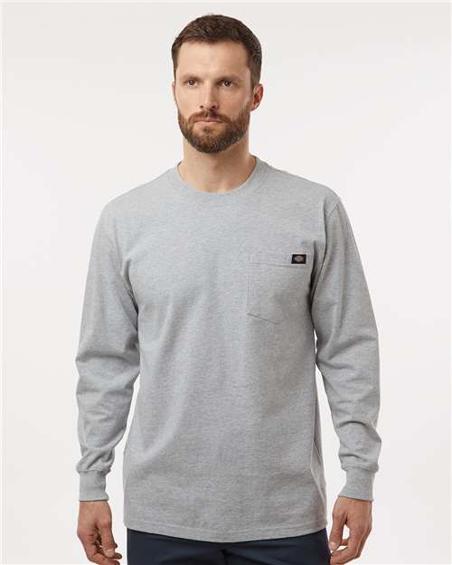Heather Grey Traditional Heavyweight Long Sleeve T-Shirt - WL50