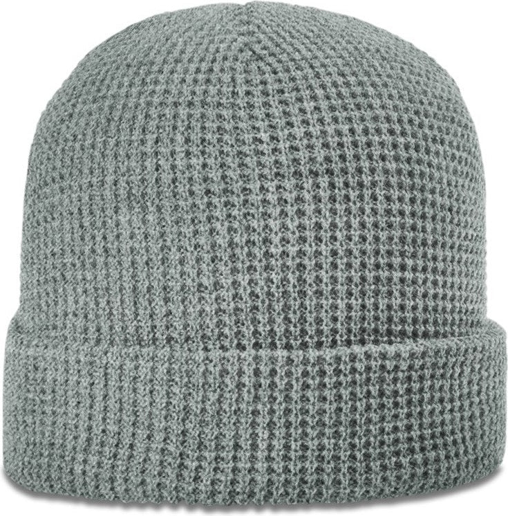 Heather Grey Waffle Knit Beanie with Cuff