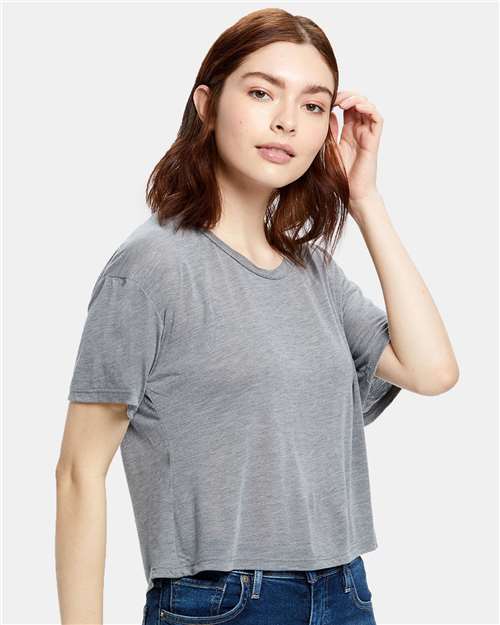 Heather Grey Women's Boxy Open Neck Tee - US309