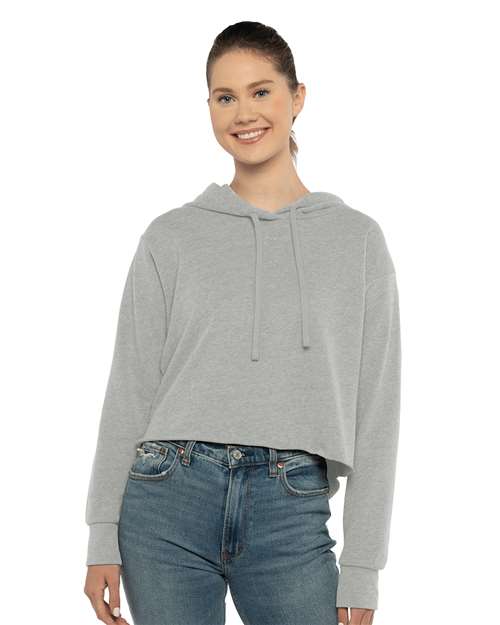 Heather Grey Women's Laguna Sueded Raw Edge Crop Hoodie - 9384