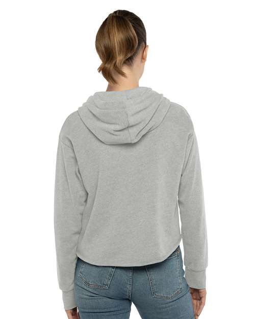 Heather Grey Women's Laguna Sueded Raw Edge Crop Hoodie - 9384