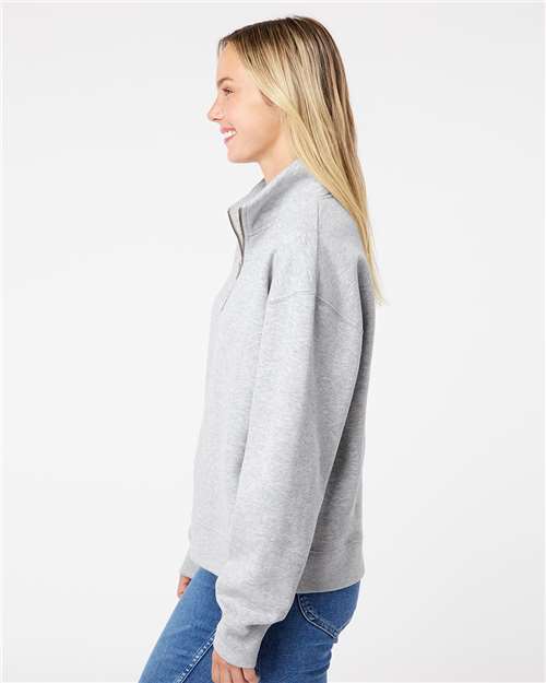 Heather Grey Women's Sueded Fleece Quarter-Zip Sweatshirt - W22713