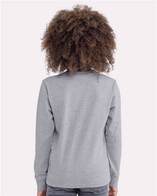 Heather Grey Youth Cotton Long Sleeve T-Shirt - 3311