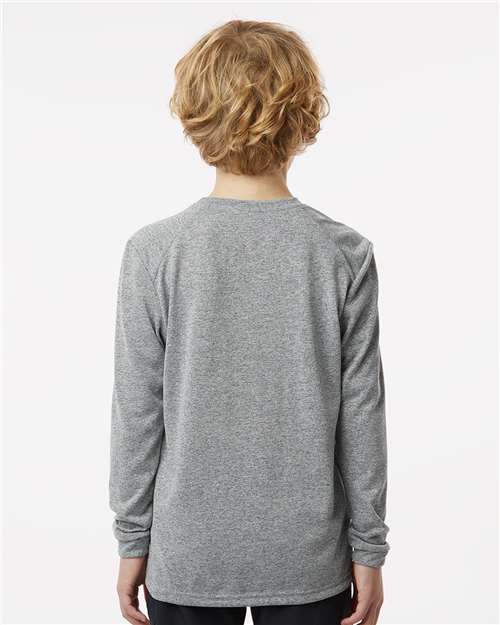 Heather Grey Youth Long Islander Performance Long Sleeve T-Shirt - 218Y