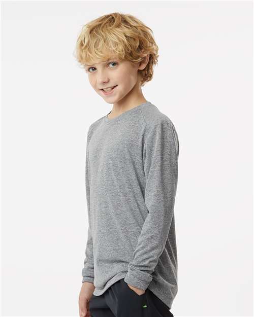 Heather Grey Youth Long Islander Performance Long Sleeve T-Shirt - 218Y