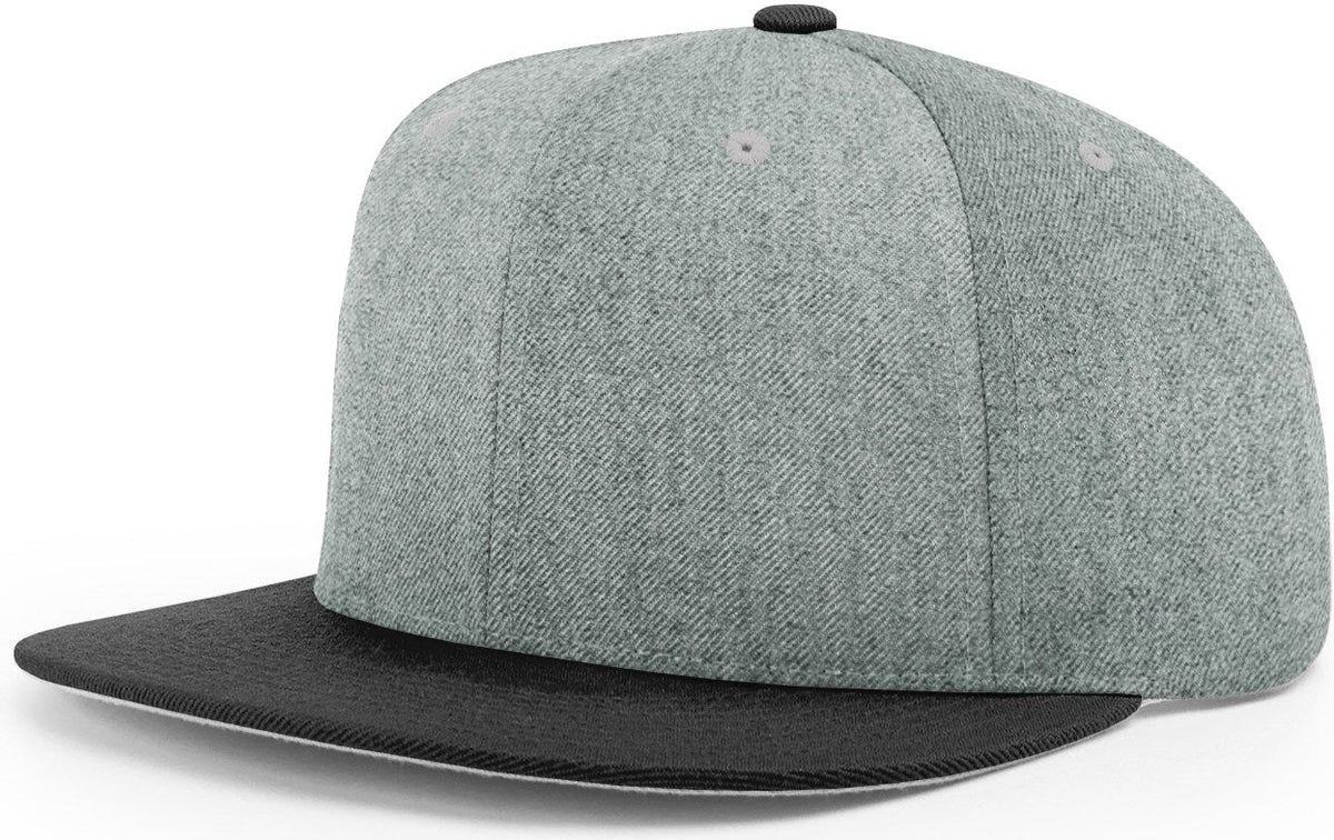 Heather Grey/Black Acrylic-Wool Blend Flatbill Snapback
