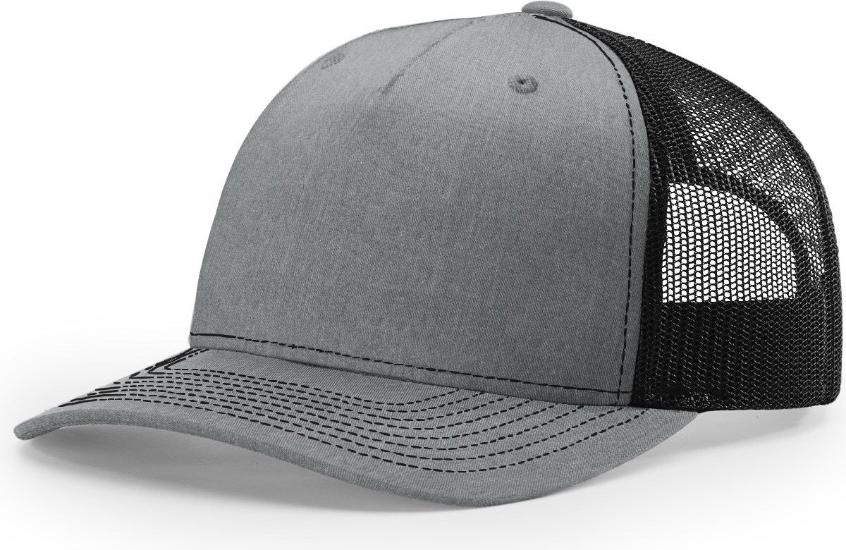 Heather Grey/Black Five Panel Trucker