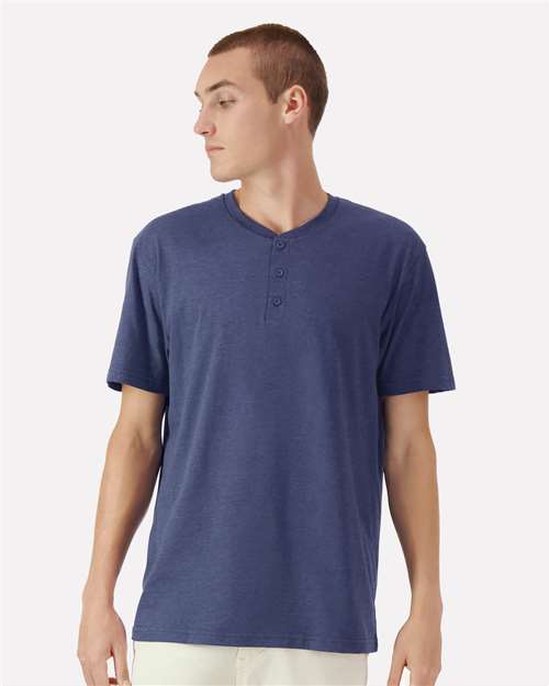 Heather Indigo CVC Henley Tee - 2004CVC