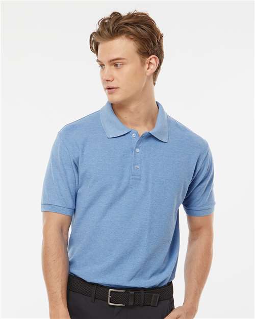 Heather Light Blue 50/50 Sport Pique Polo - 400