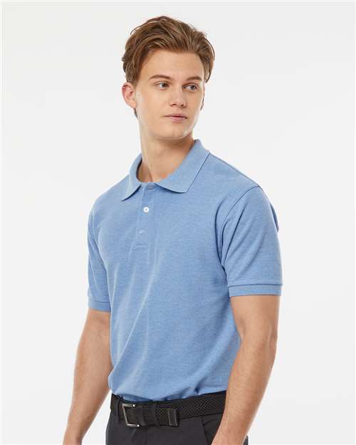Heather Light Blue 50/50 Sport Pique Polo - 400