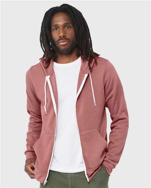 Heather Mauve Sponge Fleece Full-Zip Hoodie - 3739