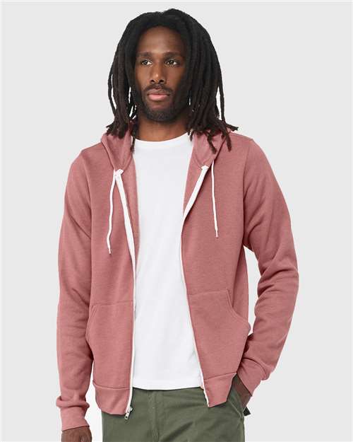Heather Mauve Sponge Fleece Full-Zip Hoodie - 3739