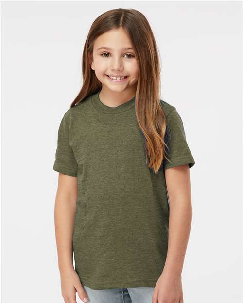 Heather Military Green Youth Fine Jersey T-Shirt - 235