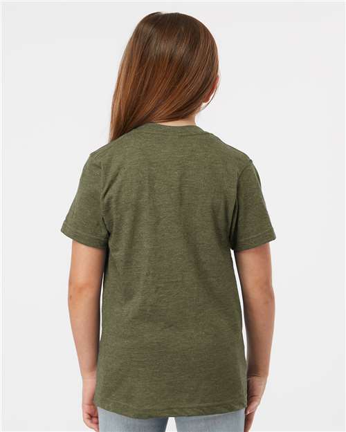 Heather Military Green Youth Fine Jersey T-Shirt - 235