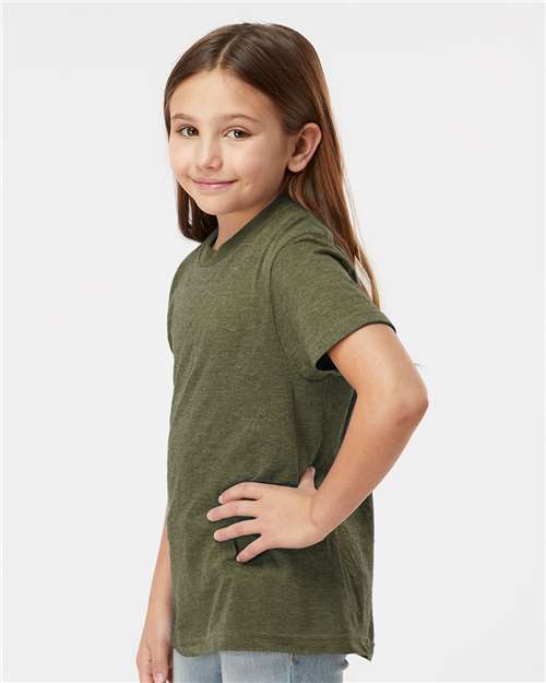 Heather Military Green Youth Fine Jersey T-Shirt - 235