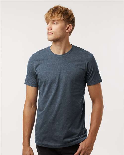 Heather Navy Blue Combed CVC T-Shirt - 602CVC
