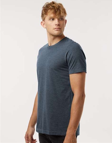 Heather Navy Blue Combed CVC T-Shirt - 602CVC