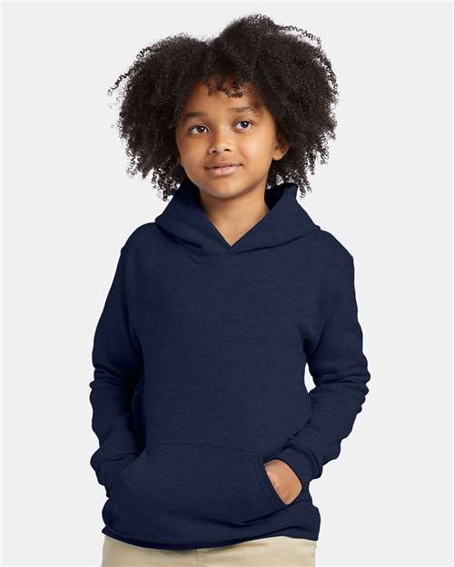 Heather Navy Ecosmart® Youth Hooded Sweatshirt - P473