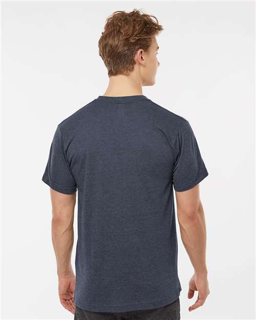 Heather Navy Poly-Rich V-Neck T-Shirt - 207