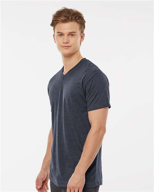 Heather Navy Poly-Rich V-Neck T-Shirt - 207