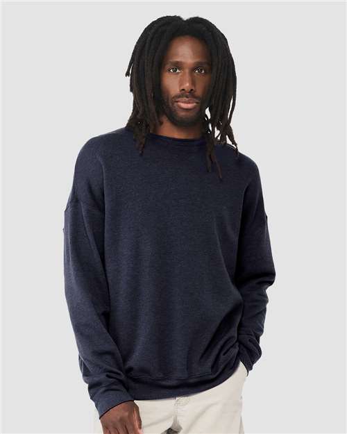 Heather Navy Sponge Fleece Drop Shoulder Crewneck Sweatshirt - 3945