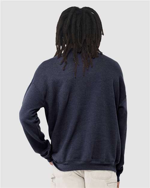 Heather Navy Sponge Fleece Drop Shoulder Crewneck Sweatshirt - 3945