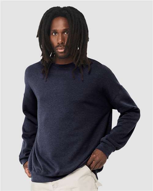 Heather Navy Sponge Fleece Drop Shoulder Crewneck Sweatshirt - 3945