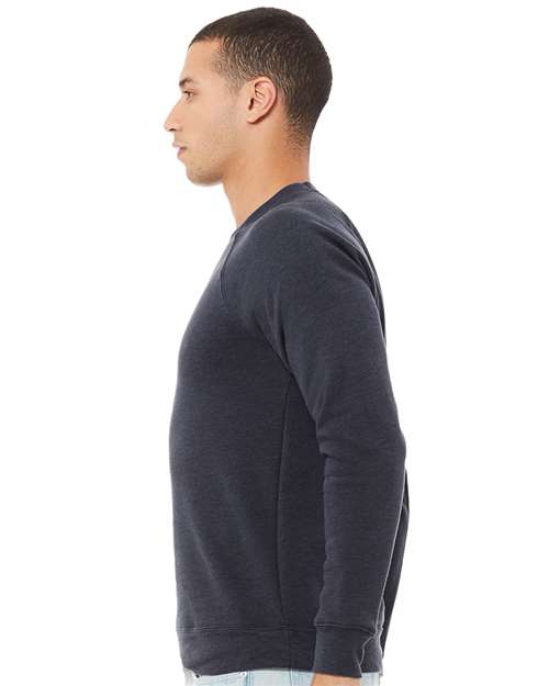 Heather Navy Sponge Fleece Raglan Crewneck Sweatshirt - 3901