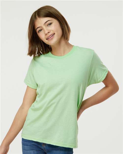Heather Neo Mint Youth Fine Jersey T-Shirt - 235
