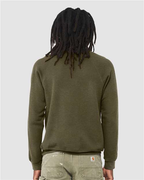 Heather Olive Sponge Fleece Raglan Crewneck Sweatshirt - 3901