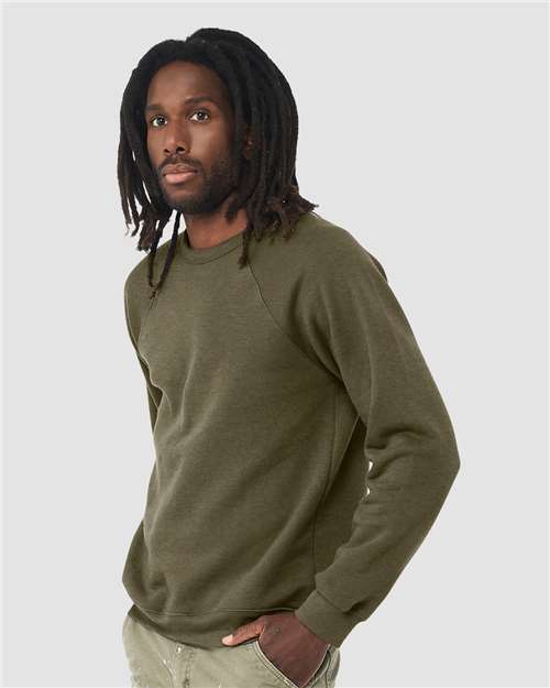 Heather Olive Sponge Fleece Raglan Crewneck Sweatshirt - 3901