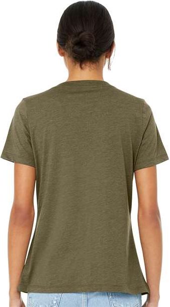 Heather Olive Women's Relaxed Heather CVC V-Neck Tee - 6405CVC