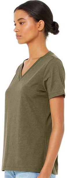 Heather Olive Women's Relaxed Heather CVC V-Neck Tee - 6405CVC