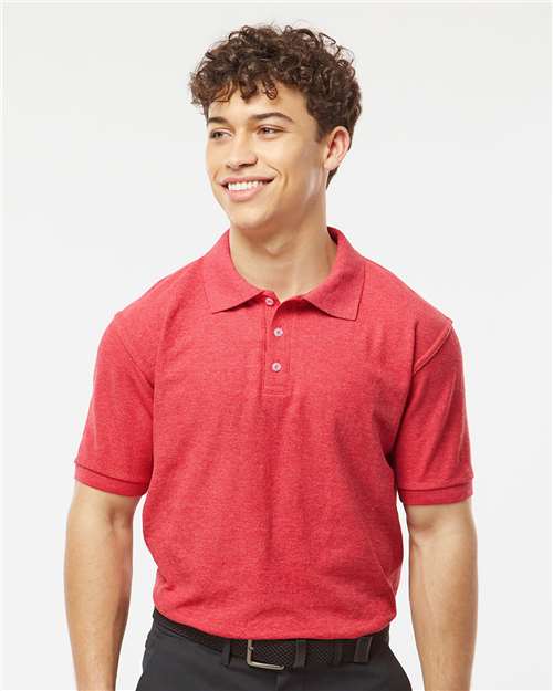 Heather Red 50/50 Sport Pique Polo - 400