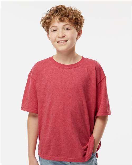 Heather Red Youth Gold Soft Touch T-Shirt - 4850