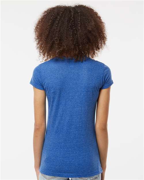 Heather Royal Women's Poly-Rich V-Neck T-Shirt - 244