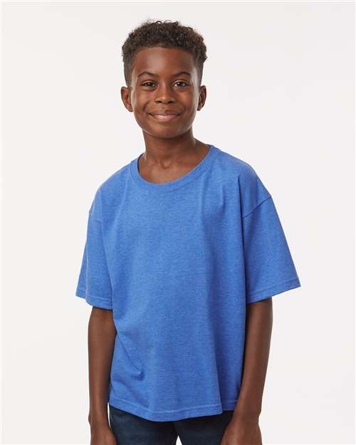 Heather Royal Youth Gold Soft Touch T-Shirt - 4850