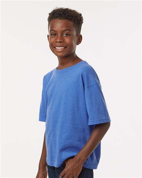 Heather Royal Youth Gold Soft Touch T-Shirt - 4850